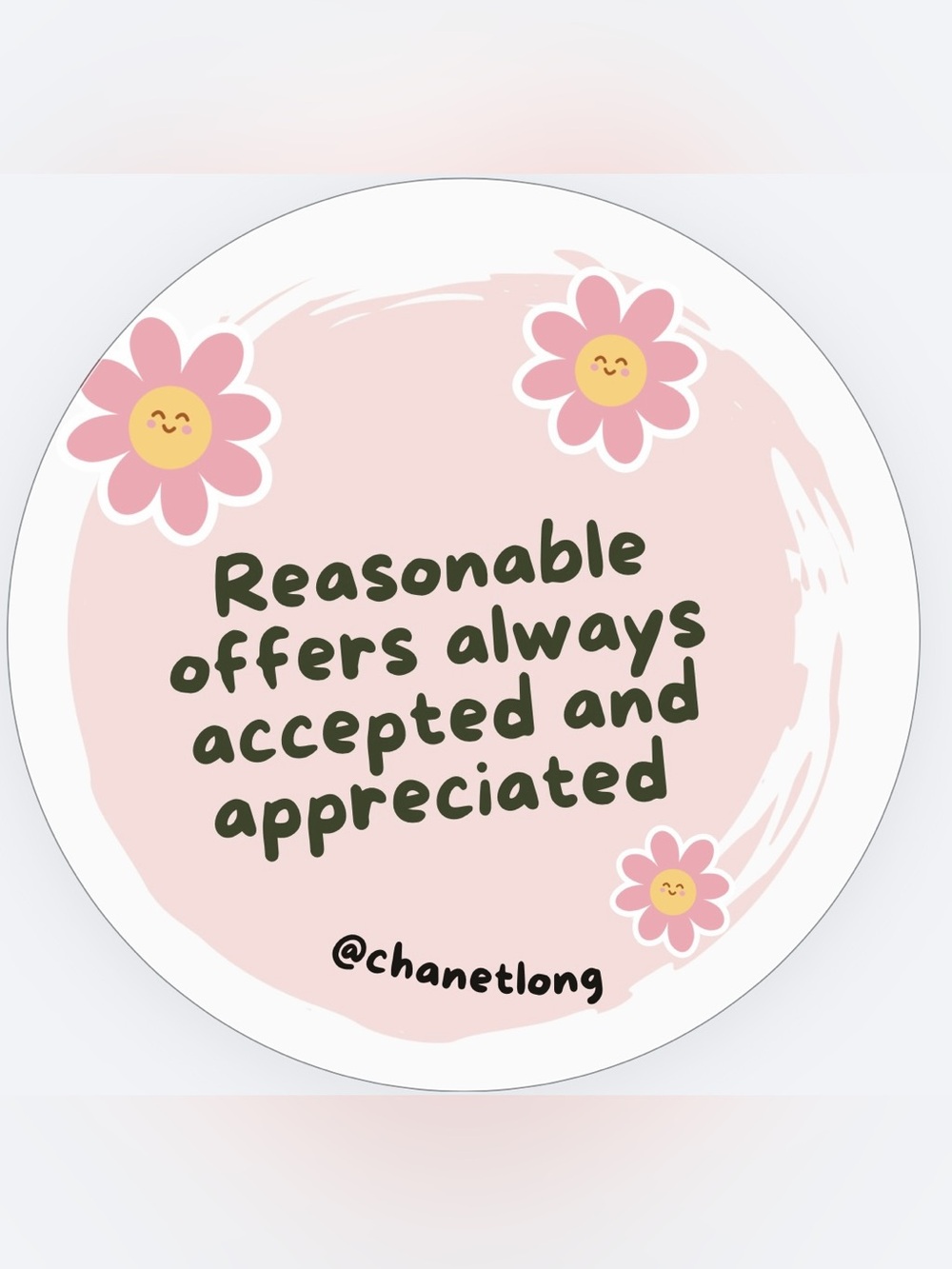 Pink Floral Graphic Sticker - 'Reasonable Offers'